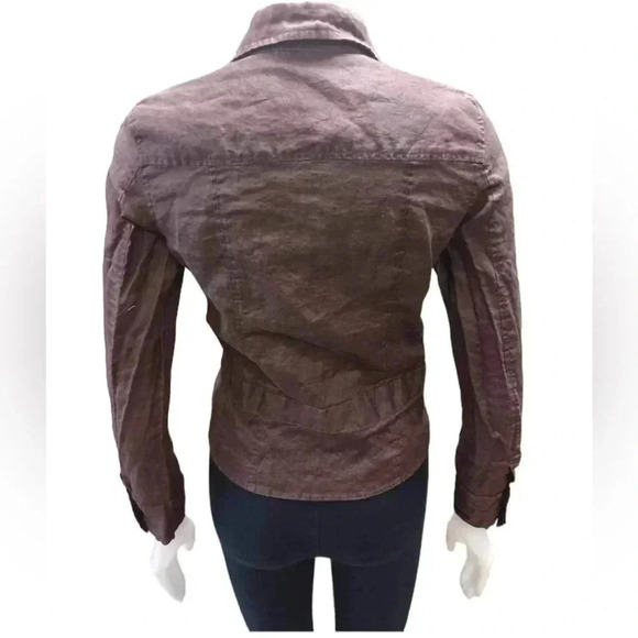 Laura 100% Linen Brown Button Down Long  Sleeve Jacket Size Small - Picture 3 of 7
